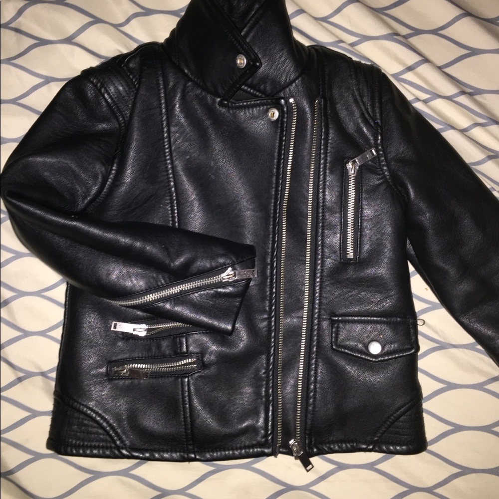 Zara girls preloved black leather w/ fleece - Picture 3 of 4